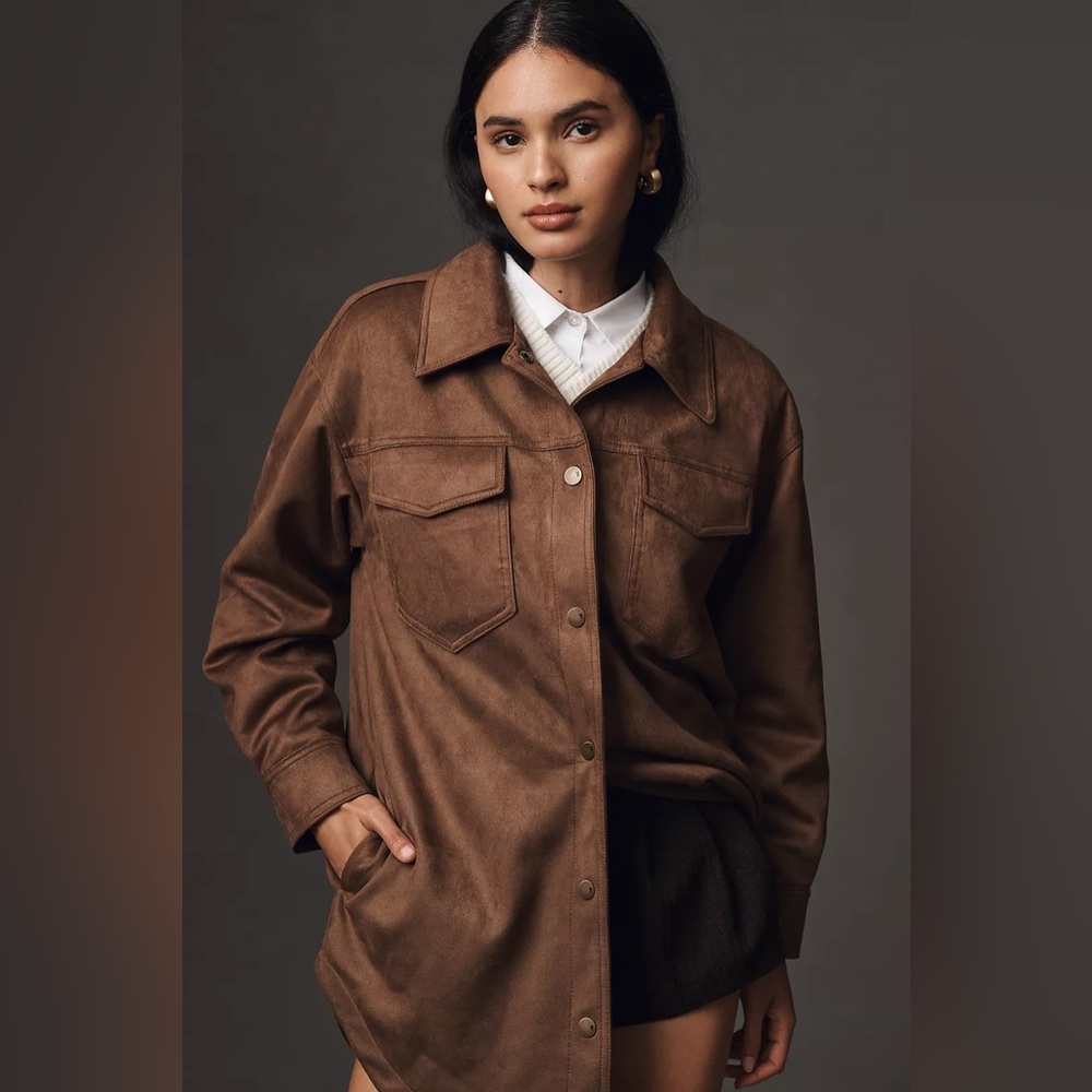 The Tillie Relaxed Faux-Suede Shacket by Pilcro - Picture 3 of 4